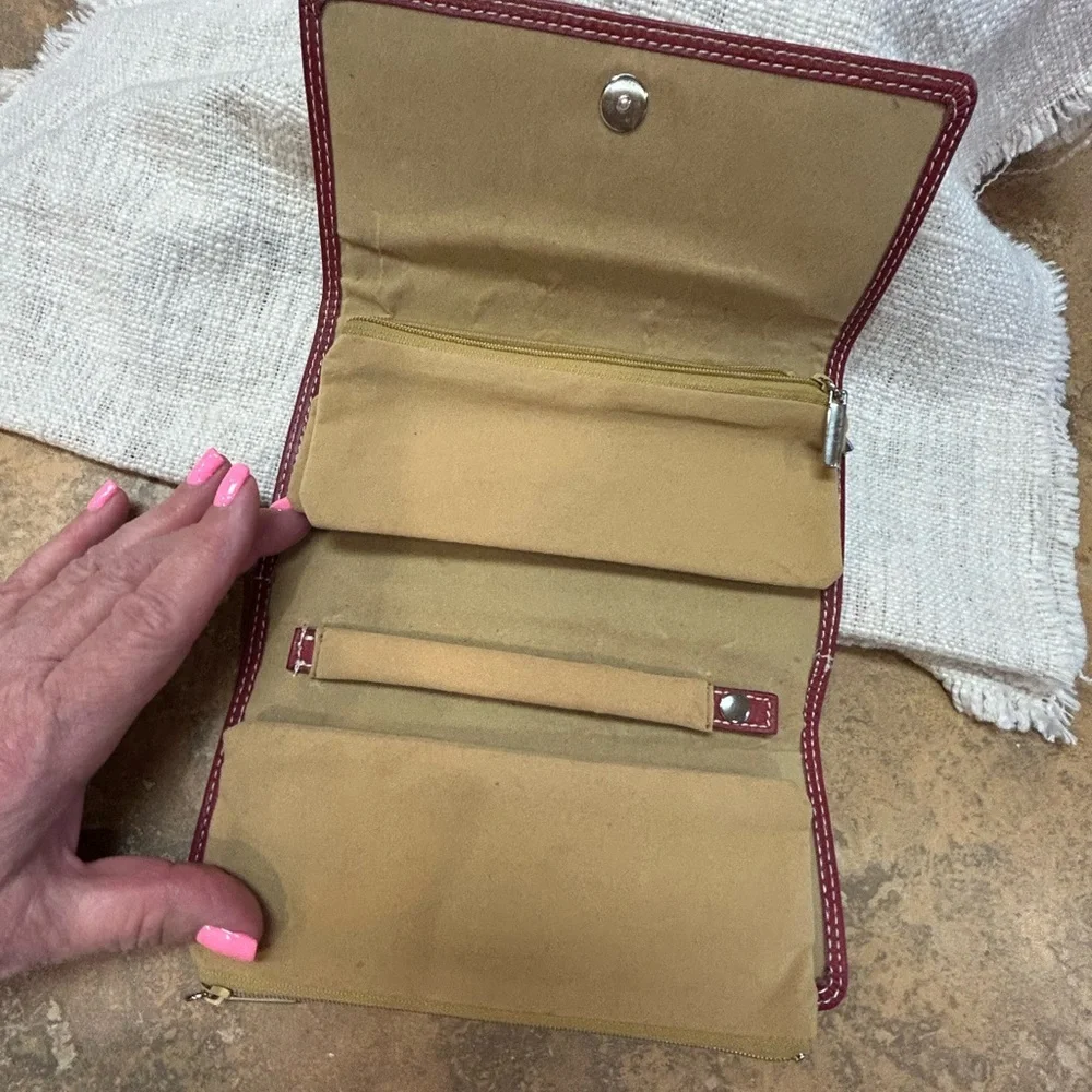 Vintage Fossil Red Leather Travel Jewelry Organizer - Picture 10 of 12